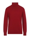 Kangra Cashmere Kangra Man Turtleneck Red Size 42 Merino Wool, Silk, Cashmere