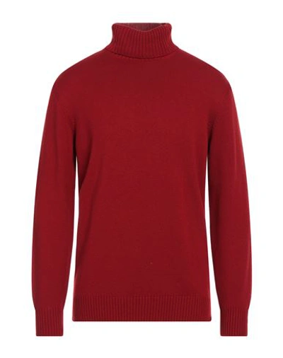 Kangra Man Turtleneck Red Size 42 Merino Wool, Silk, Cashmere
