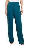 Misook High Waist Cotton Blend Straight Leg Pants In Marine Teal