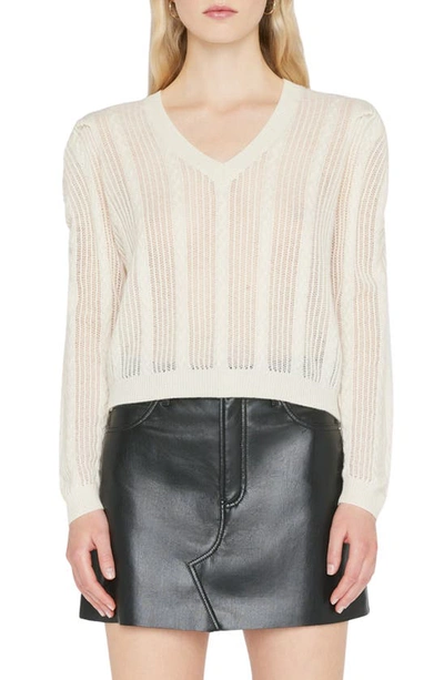Frame Pointelle Cashmere-wool V-neck Sweater In Off White