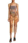 Elliss Orange Sunflower Maxi Dress In Brown Print Multi