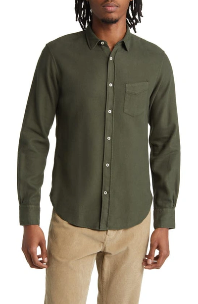 Officine Generale Lipp Pigment-dyed Button-front Shirt In Green Moss