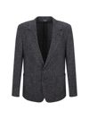 Dolce & Gabbana Grey Single-breasted Jacket With Peak Revers In Wool Stretch Man In Fantasia