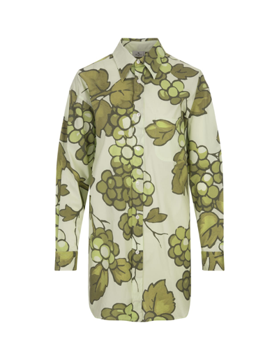 Etro Shirt With Green Barries Print In Verde