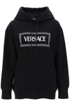 Versace Hoodie With Logo Embroidery In Black White (black)