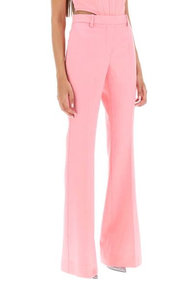 Versace Low Waisted Flared Trousers In Pastel Pink (pink)
