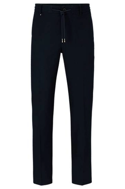 Hugo Boss Regular-fit Trousers In Wool With Zip Hems In Black