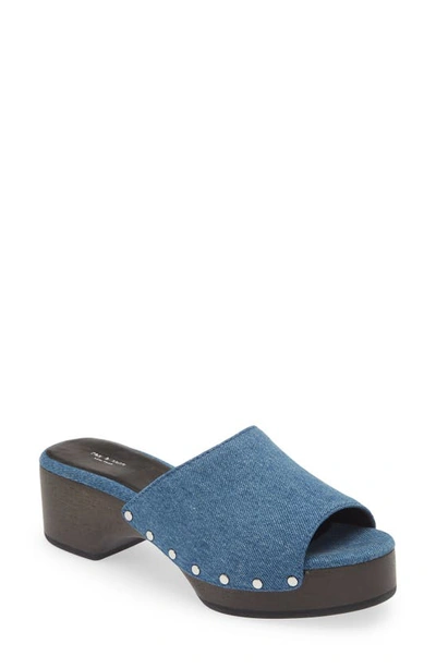 Rag & Bone Mara Denim Platform Clogs In Dnm