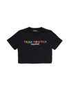 DSQUARED2 D2T974F T-SHIRT DSQUARED CROPPED CREW-NECK JERSEY T-SHIRT WITH COLOUR THE WORLD LETTERING