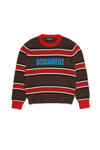 DSQUARED2 D2K153U KNITWEAR DSQUARED STRIPED WOOL-BLEND CREW-NECK SWEATER WITH LOGO