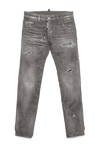 DSQUARED2 D2P529M SLIM JEAN TROUSERS DSQUARED SLIM STRAIGHT GRAY JEANS SHADED WITH ABRASIONS AND STAINS