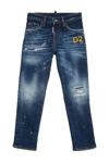 DSQUARED2 D2P438U STANISLAV JEAN TROUSERS DSQUARED STANISLAV JEANS STRAIGHT MEDIUM BLUE SHADED WITH BREAKS AND