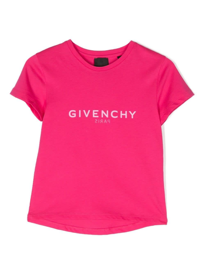 Givenchy Kids' Logo Cotton T-shirt In Pink