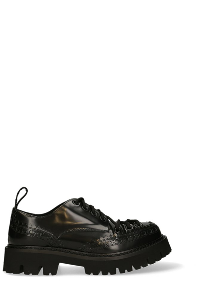 Moschino Punched-holes Leather Derby Shoes In Black