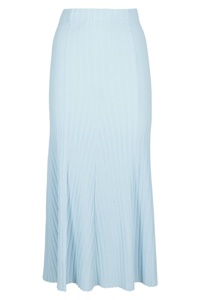 Roberto Collina Flared Knitted Maxi Skirt In Blue