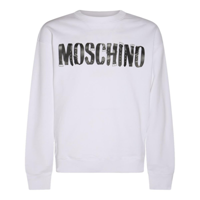 Moschino Logo Printed Crewneck Sweatshirt In White