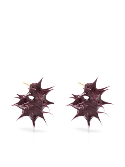 Sunnei Mini Tuft Spiked Earrings In Red