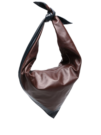 Lemaire Bandana Leather Bag In Brown