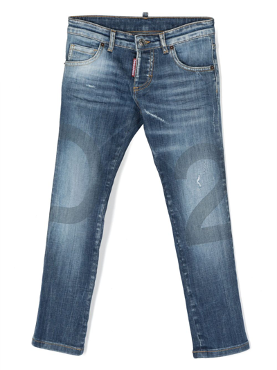 Dsquared2 Kids' Cool Guy Distressed Skinny Jeans In Blue