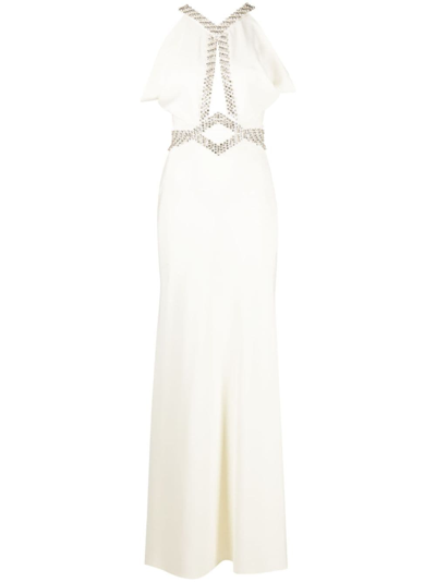 Roberto Cavalli Crystal-embellished Mermaid Dress In Neutrals