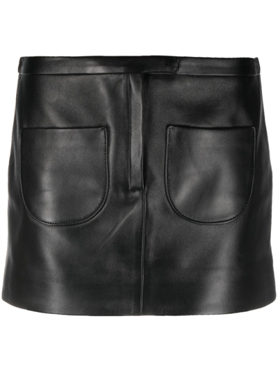 Courrèges Leather Pockets Miniskirt In Black