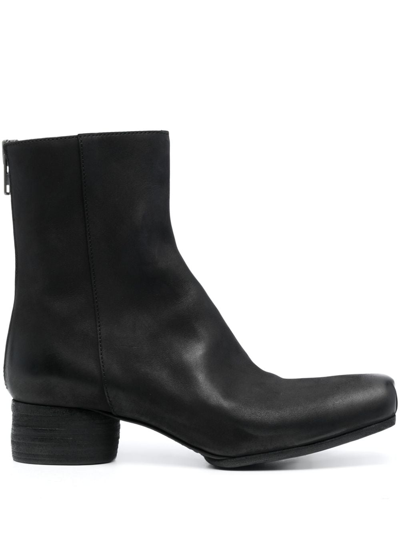 Uma Wang 30mm Zip-up Leather Ankle Boots In Black