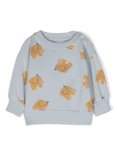 Bobo Choses Babies' The Elephant All-over Print Sweatshirt In Light Blue
