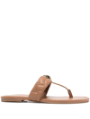 Kurt Geiger Kensington T-bar Quilted Leather Sandals In Brown