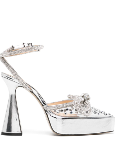 Mach & Mach Crystal-embellished Bow-detail Pumps In Silver
