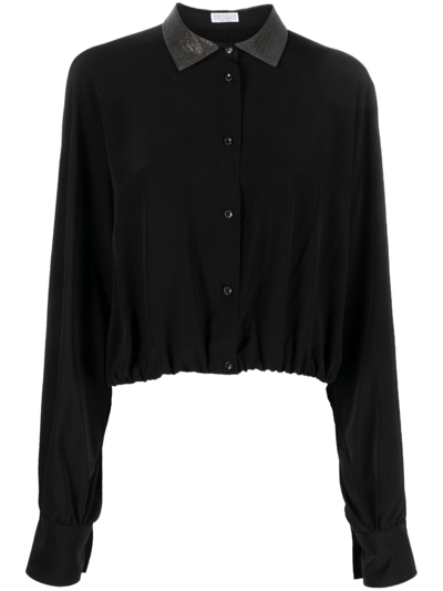 Brunello Cucinelli Button-up Silk Shirt In Black