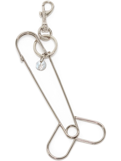 Jw Anderson Metal Key Loop With Metallic Finish And Ring Attachments In Grey