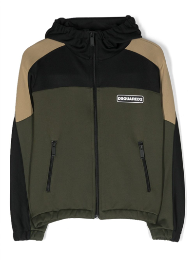 Dsquared2 Kids' Hooded Colour-block Jacket In Black