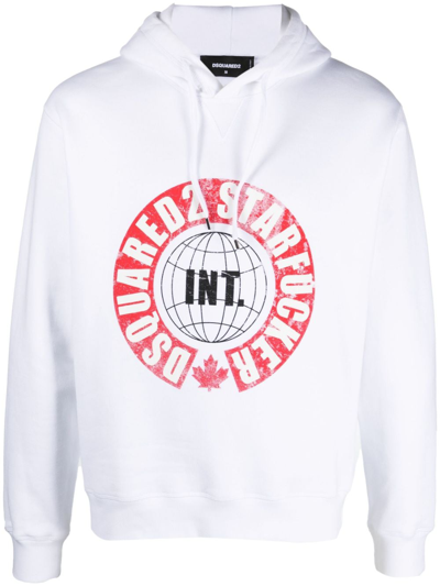 Dsquared2 Graphic-print Cotton Hoodie In White