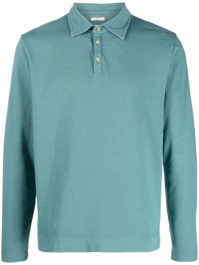 Massimo Alba Long-sleeved Cotton Polo Shirt In Blue
