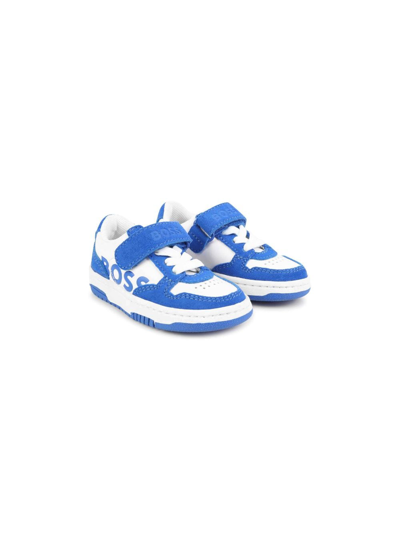 Bosswear Babies' Logo-embossed Leather Sneakers In Blue