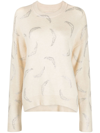 Zadig & Voltaire Markus Rhinestone Wings Cashmere Crewneck Sweater In Neutrals
