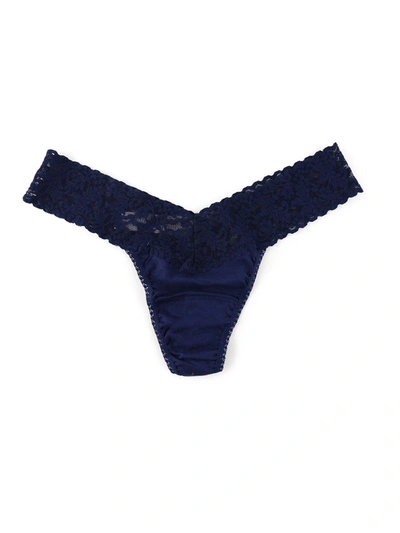 Hanky Panky Supima® Cotton Low Rise Thong Navy In Blue