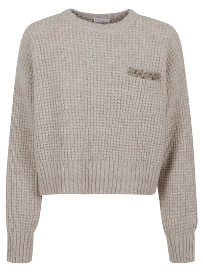 Brunello Cucinelli Roundneck Sweater In Marmo
