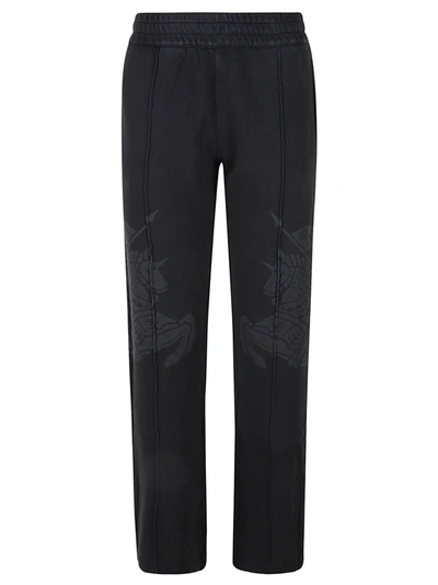 Burberry Elastic Waist Horse Print Track Pants In Black