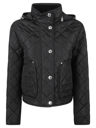 Burberry Detachable-hood Diamond-quilted Jacket In Black