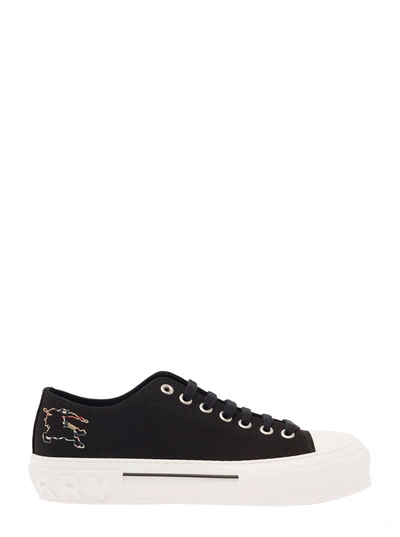 Burberry Check Ekd Cotton Trainers In Black