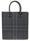 BURBERRY BURBERRY ROUND TOP HANDLE CHECKED TOTE