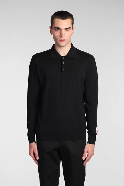 Golden Goose Fine-knit Wool Polo Shirt In Black