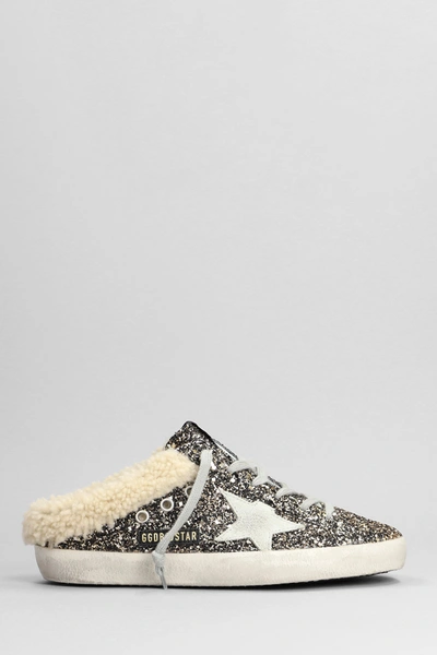 Golden Goose Super-star Sabot Glitter Upper Suede Star Shearling Lining In Multicolor