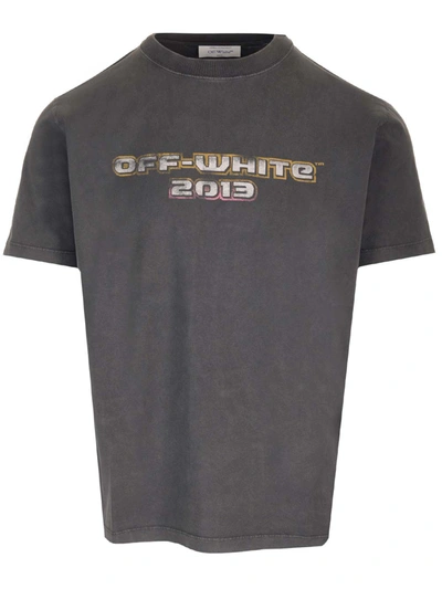 Off-white T-shirt With Logo And Print In Black