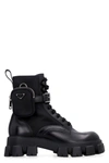 PRADA PRADA PANELLED POUCH-ATTACHED COMBAT BOOTS