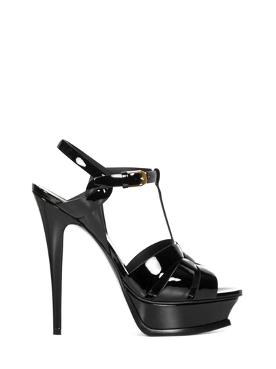 Saint Laurent Tribute Platform Sandals In Black