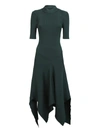 Stella Mccartney Asymmetric Ribbed-knit Short Sleeved Dress In Green