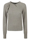 Stella Mccartney Knitwear With Asymmetric Detail And Ribbed Texture In Pewter