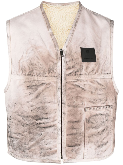 Givenchy Neutral Distressed Reversible Gilet In Neutrals